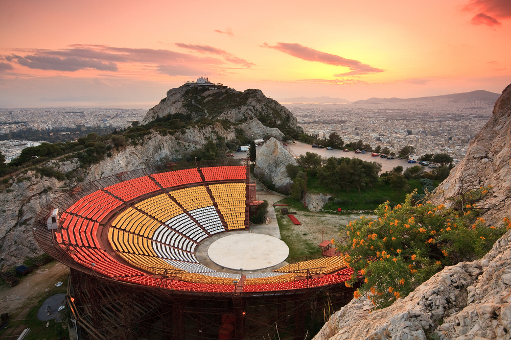 Open air theatre on top of Lycabettus hill and the city of Athens, Greece -Milan Gonda  / shutterstock