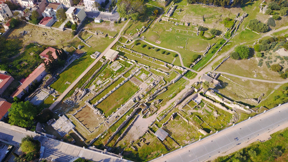 Aerial birds eye view photo taken by drone of archaeological site of Kerameikos, Athens historic center, Attica, Greece - Aerial-motion / shutterstock